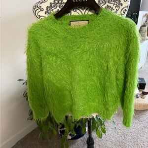GUCCI - “AUTHENTIC”Vibrant Lime Green Fuzzy Sweater